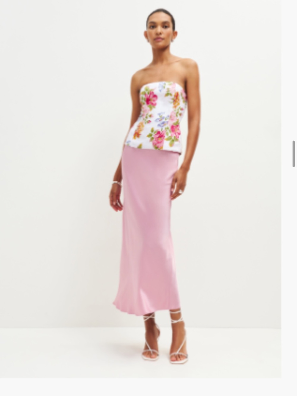 Reformation Pink Satin Maxi Slip Skirt